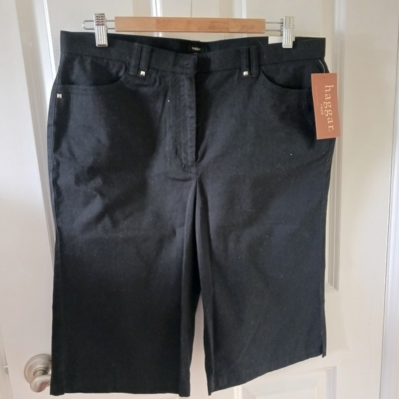 Black Haggar Denim Shorts with studs - Picture 1 of 8